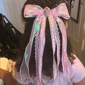 Pink Lace Hair Bow for Kids